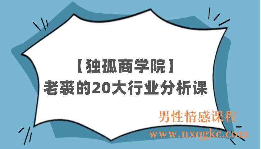 【独孤商学院】老裘的20大行业分析课（220403002）