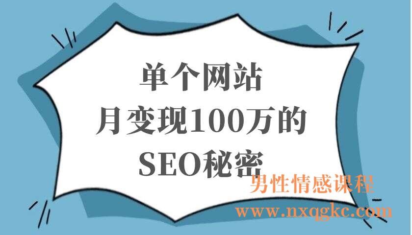 单个网站月变现100万的SEO秘密（220103042）