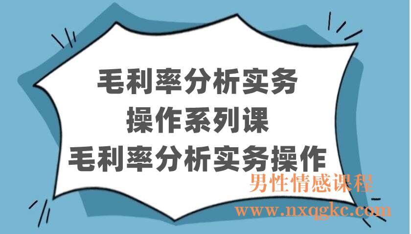 毛利率分析实务操作系列课-毛利率分析实务操作（220403073）