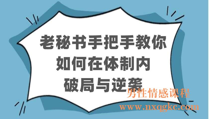 老秘书手把手教你如何在体制内破局与逆袭（220402101）