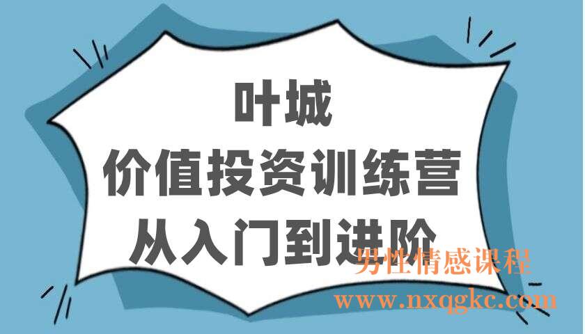 叶城《价值投资训练营：从入门到进阶》（220403112）