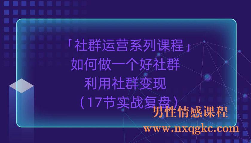 「社群运营系列课程」如何做一个好社群，利用社群变现（17节实战复盘）（220903068）