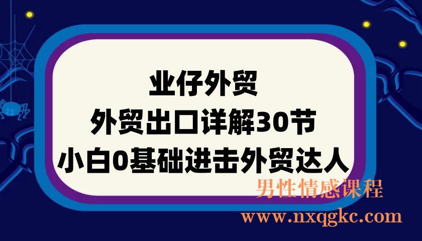 业仔外贸：外贸出口详解30节，小白0基础进击外贸达人(220901116)