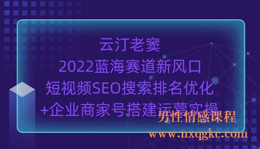 云汀老窦2022蓝海赛道新风口：短视频SEO搜索排名优化+企业商家号搭建运营实操（220903080）