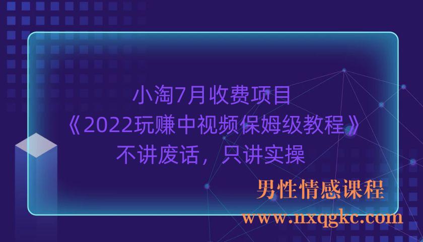 小淘7月收费项目《2022玩赚中视频保姆级教程》不讲废话，只讲实操（220903081）