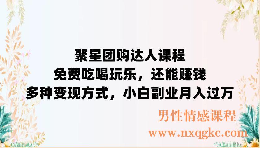 聚星团购达人课程，免费吃喝玩乐，还能赚钱，多种变现方式，小白副业月入过万（220902044）