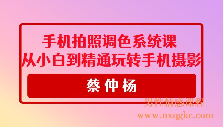 蔡仲杨手机拍照调色系统课，从小白到精通玩转手机摄影(221017021)