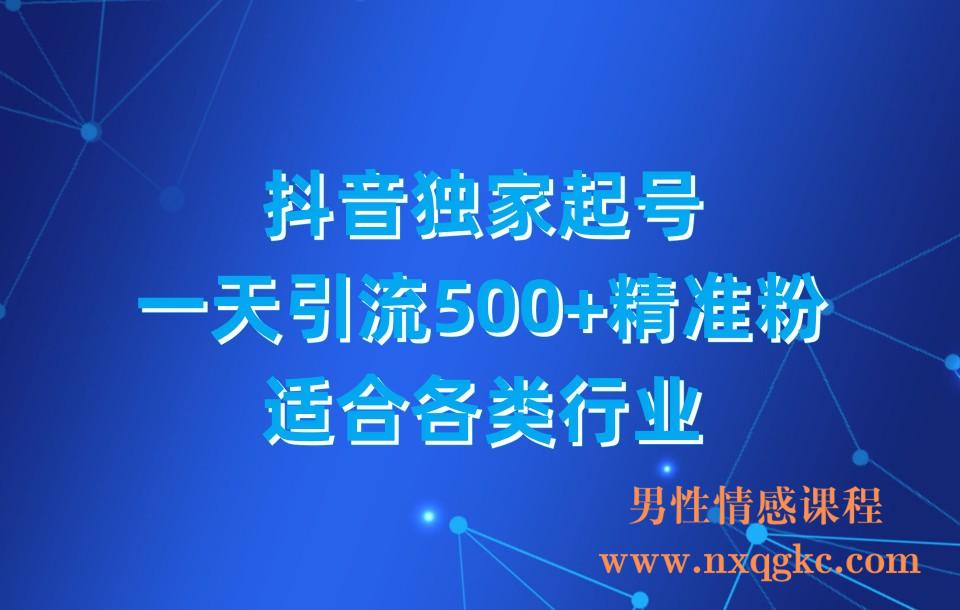 抖音独家起号，一天引流500+精准粉，适合各类行业（9节视频课）(230310028)