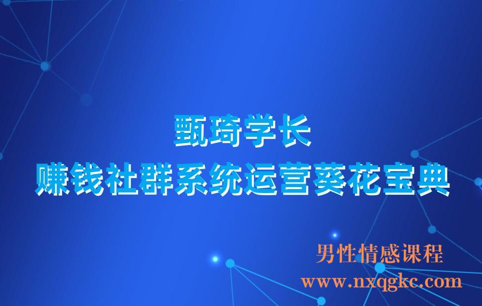 甄琦学长-赚钱社群系统运营葵花宝典(23030449)