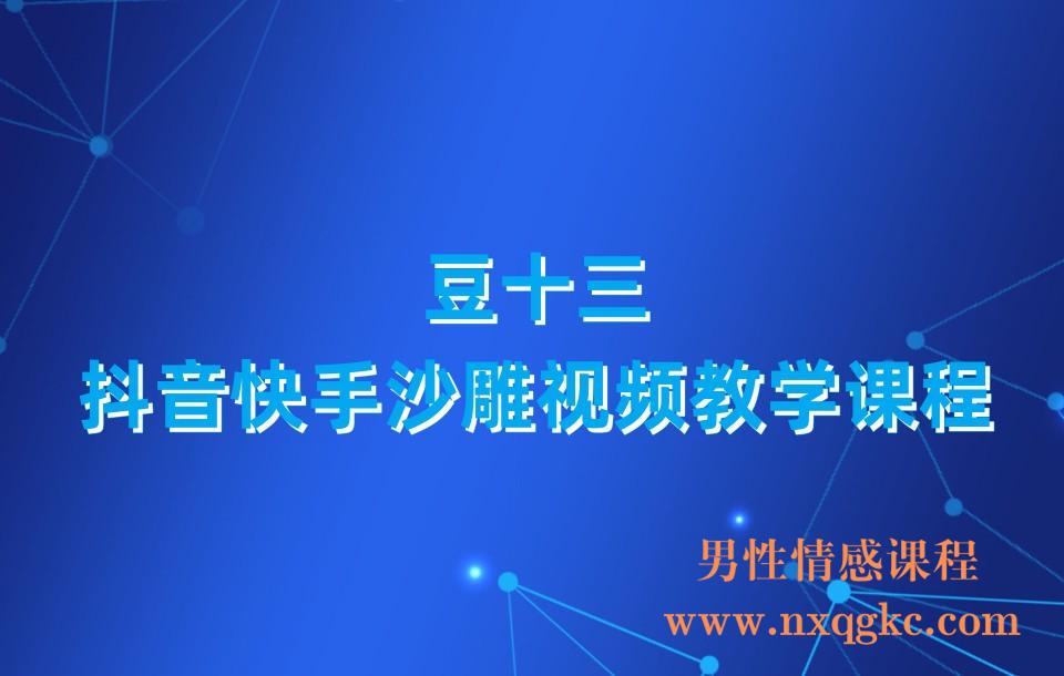 豆十三抖音快手沙雕视频教学课程，快速爆粉，月入10万+（素材+插件+视频）(230310048)